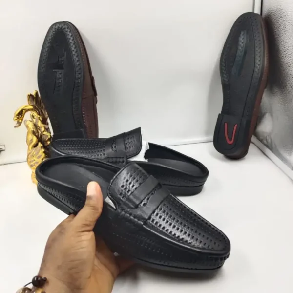Smart Store Men's Leather Half Shoes – Premium Slip-On Mules for Casual and Smart-Casual Wear