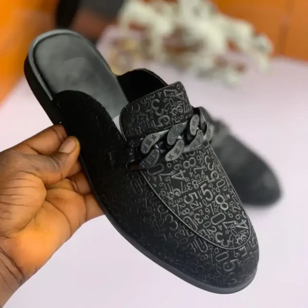 Smart Store Men's Premium Monogram Half Shoes – Luxury-Inspired Slip-On Mules