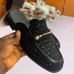 Smart Store Men's Stone-Finish Half Shoes – Textured Luxury-Look Slip-On Mules