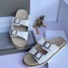 Smart Store Premium Leather Contrast Slippers – Elegant Casual Slip-On Footwear