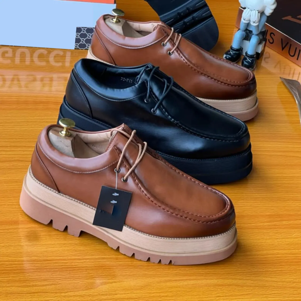 Smart Store Tri-Colour Premium Leather Shoe – Stylish Comfortable Everyday Footwear