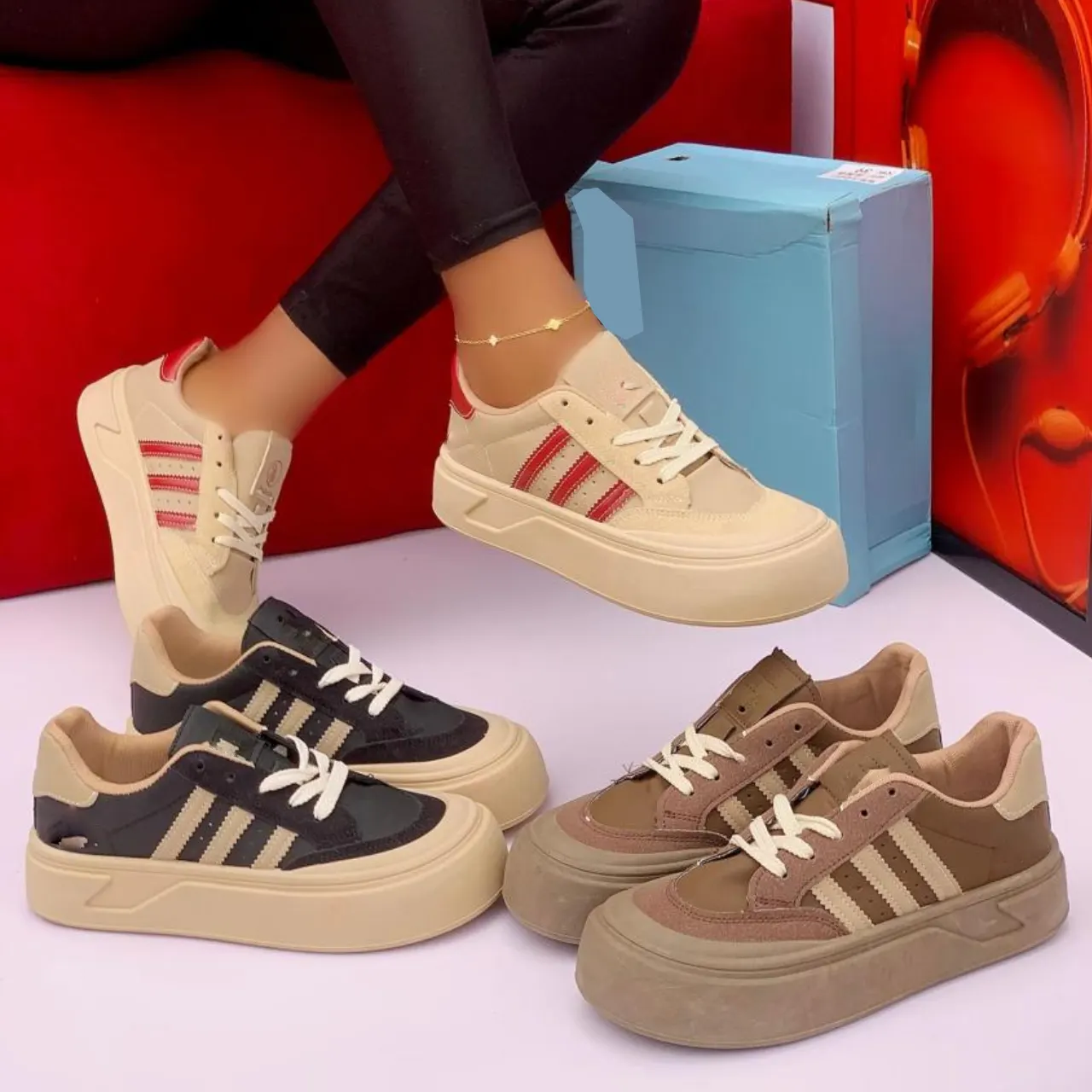 Smart Store Tri-Colour Fashion Sneakers – Versatile Everyday Casual Footwear