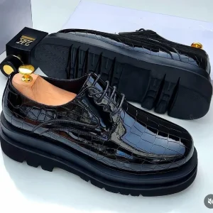 Smart Store Black Glossy Lace Up Shoes