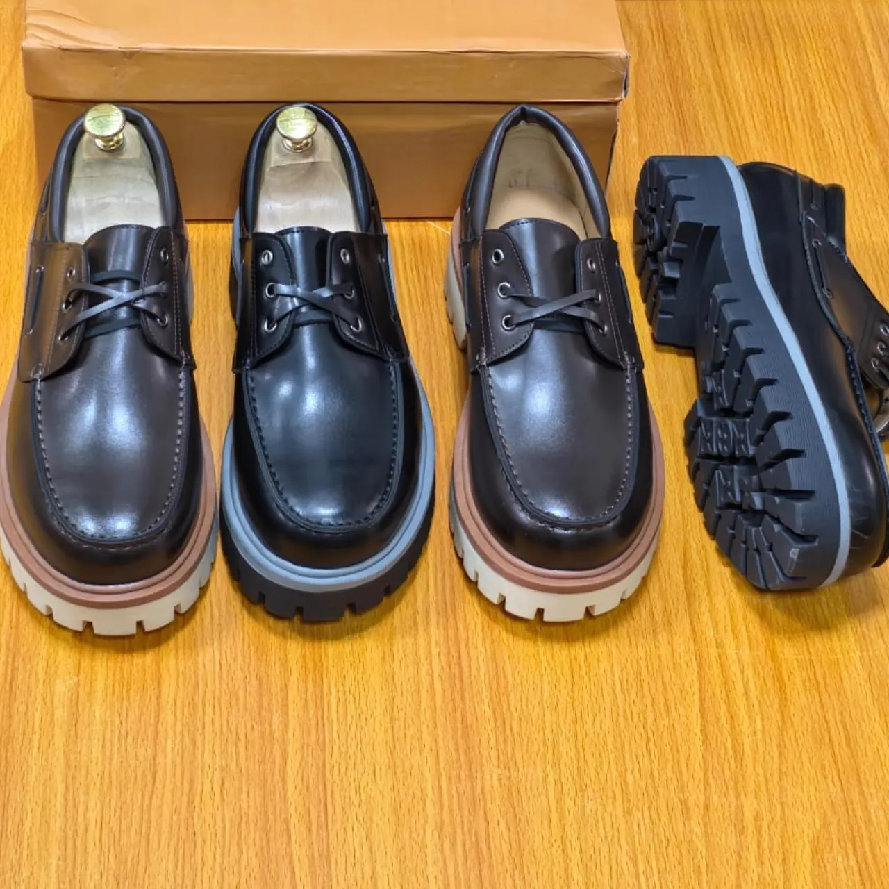 Smart Store Leather chunky-soled Boat Mens Shoes