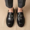 Smart Store Crocodile-Embossed Chunky Sole Loafers Mens Shoes