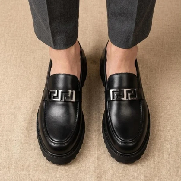Smart Store Crocodile-Embossed Chunky Sole Loafers Mens Shoes
