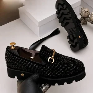 Smart Store Crystal-Embellished Chunky Loafers Mens Shoes