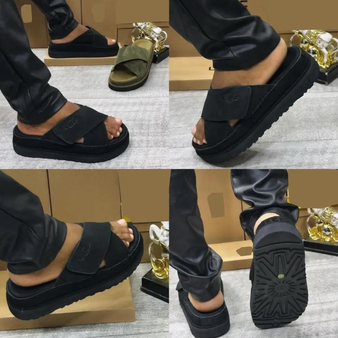 Smart Store Suede X Cross Leather Slippers Palms
