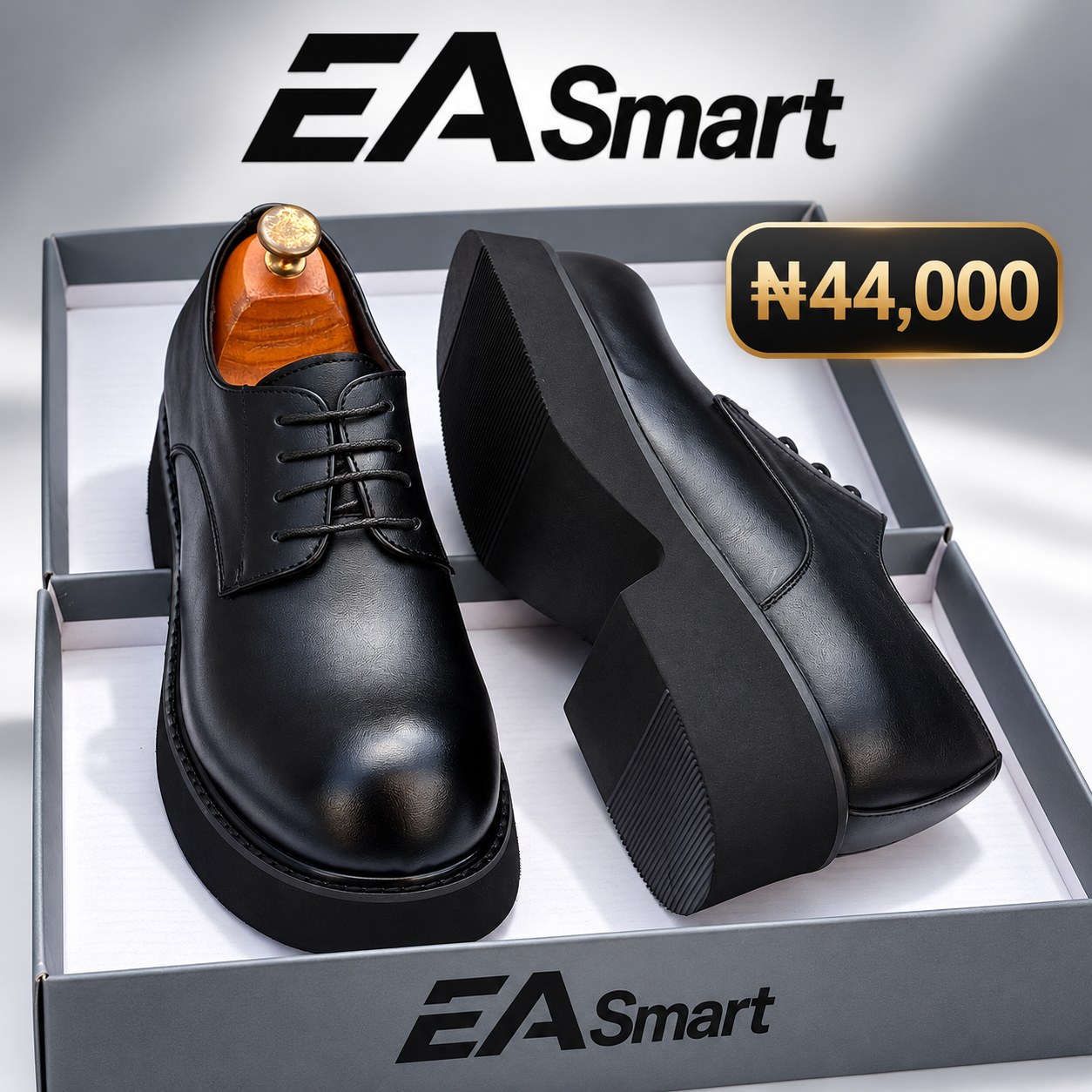 EA Smart black chunky sole lace-up shoes, view 1, ₦44,000